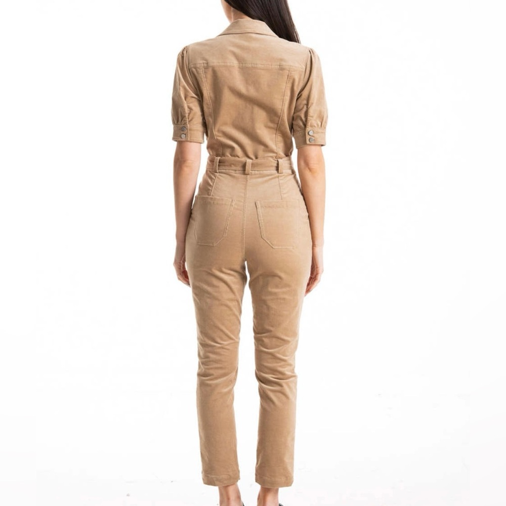 Paige NWT Mayslie Tan Corduroy Straight Ankle Jumpsuit - Picture 3 of 11